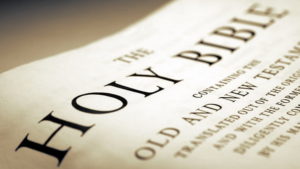 Close up of bible title page