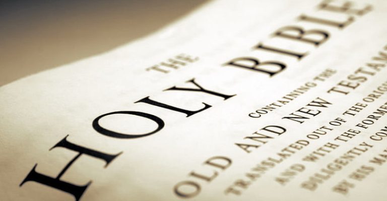 Close up of bible title page